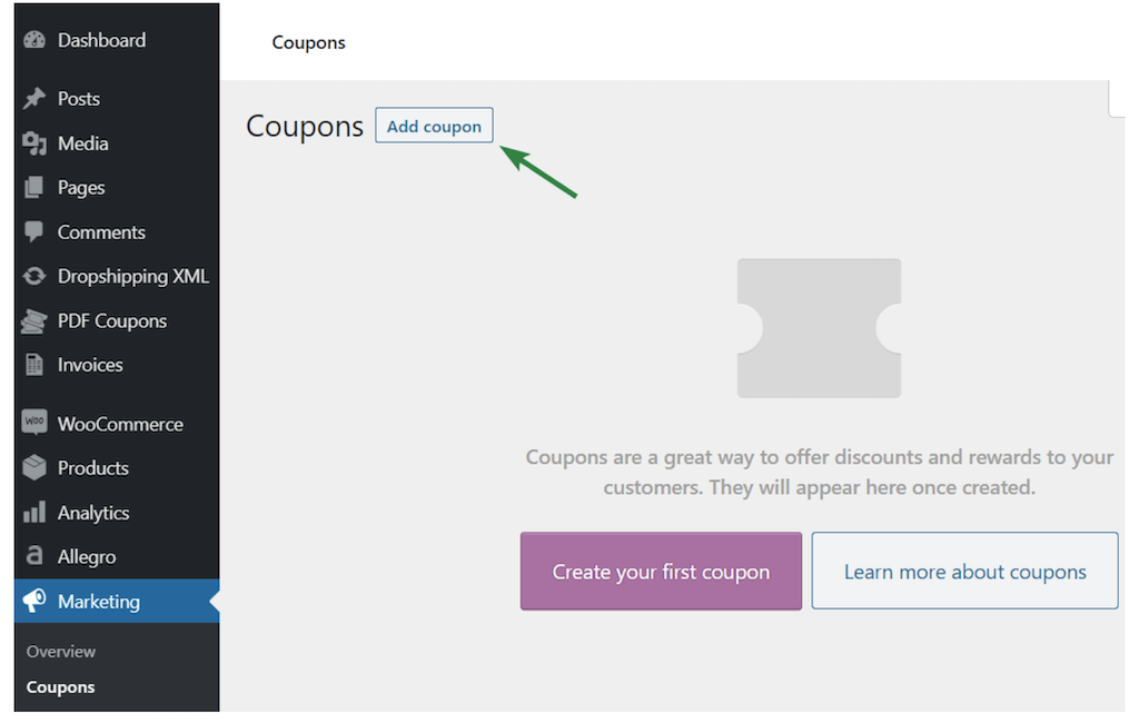 Adding a WooCommerce Coupon