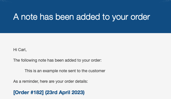 Order Note Email