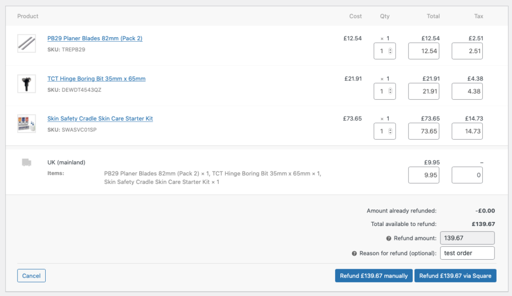 order refund boxes amounts